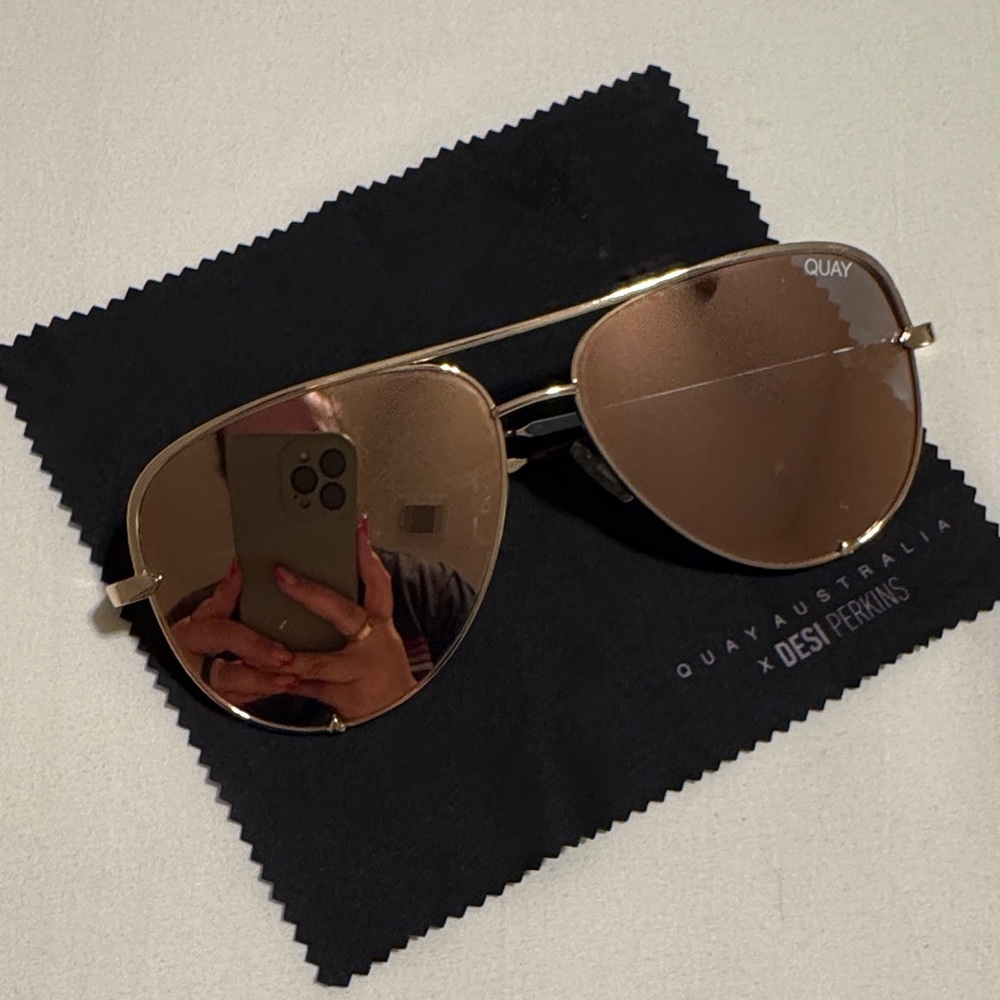 Quay Australia Gold Aviator Sunglasses